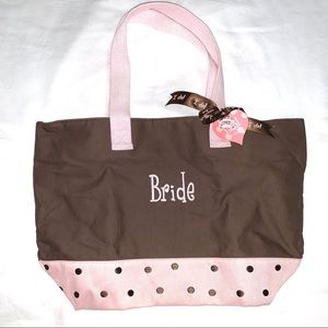 NWT Embroidered Mudpie BRIDE tote bag